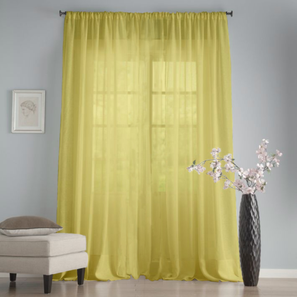 Готовый тюль цвет желтый, матовый.