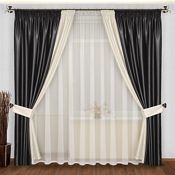 Двухцветные комбинированные шторы блэкаут арт - 4