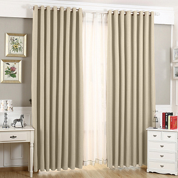 Шторы блэкаут на люверсах цвет бежевый арт - 13