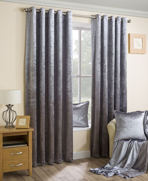 Бархатные шторы на люверсах цвет серый арт - 8