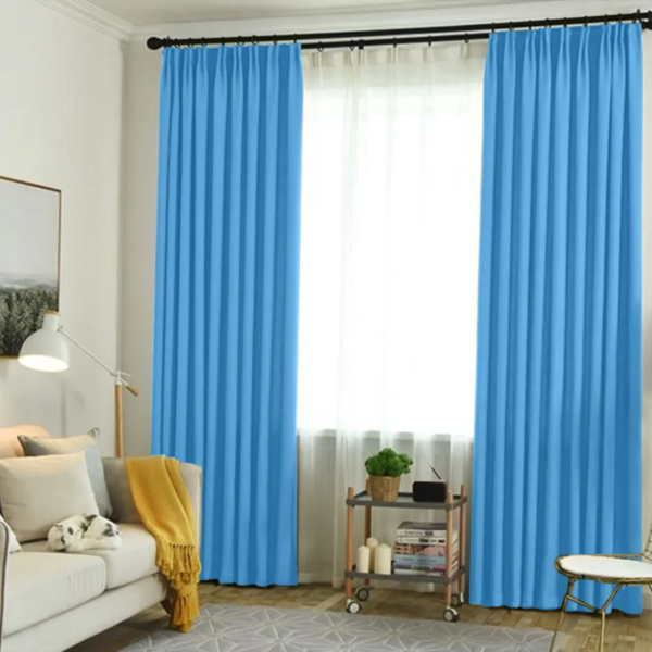 Плотные шторы из габардина цвет голубой арт-10