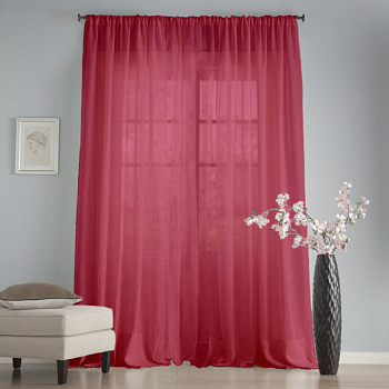 Готовый тюль цвет Бордовый, матовый.