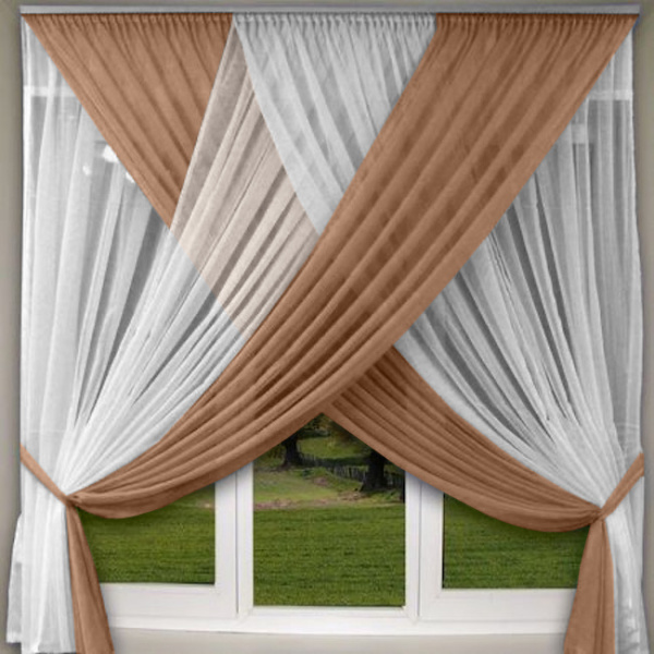 Занавески кухонные Моника. Цвет шоколадный. Арт -11007