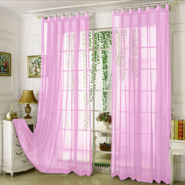 Тюль однотонные сиреневый высотой до 3,50 м арт - 12