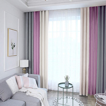 Трехцветные шторы блэкаут арт - 10