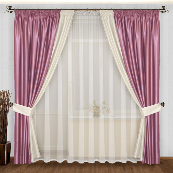 Двухцветные комбинированные шторы блэкаут арт - 1