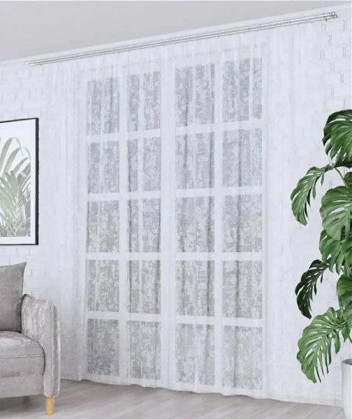 Тюль с рисунком Мрамор на шторной ленте арт - 1