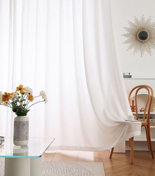 Тюль белый из двух полотен