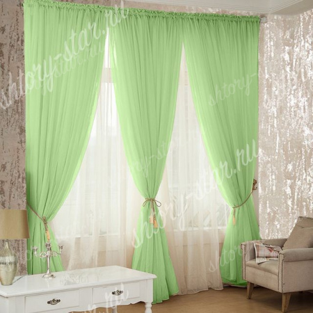 Тюль для гостиной и спальни Анет с задним белым тюлем в подарок - 2