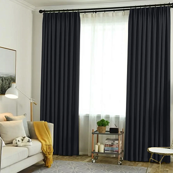 Плотные шторы из габардина цвет черный арт-2