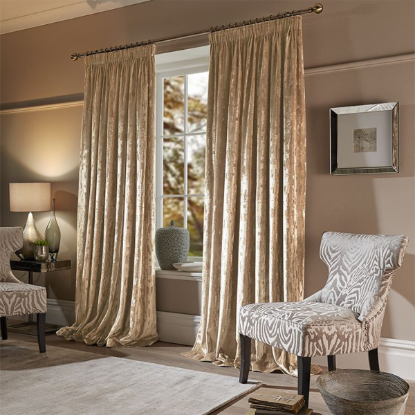 Бархатные шторы на шторной ленте цвет бежевый арт - 6