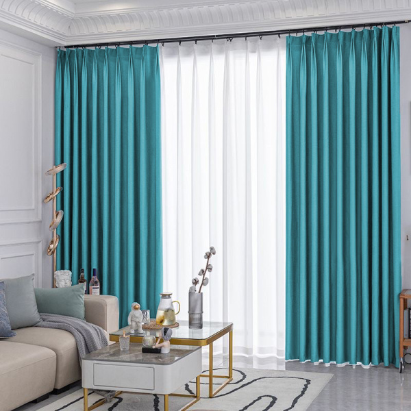 Шторы блэкаут с тюлем бирюзовый - 5