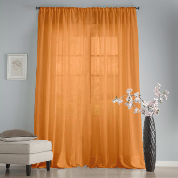 Готовый тюль цвет оранжевый, матовый.