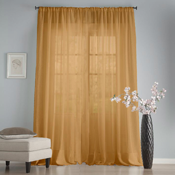 Готовый тюль цвет Карамель, матовый.