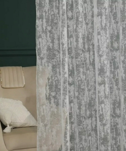 Тюль с рисунком Мрамор на люверсах арт - 7