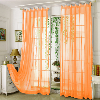 Тюль однотонные оранжевый высотой до 3,50 м арт - 7