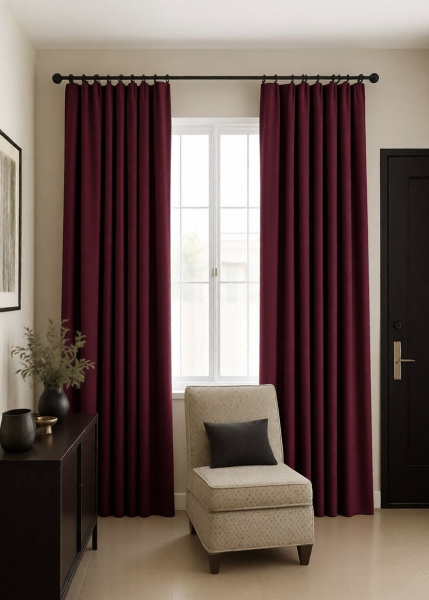 Шторы блэкаут бордовый по акции арт - ППР - 8