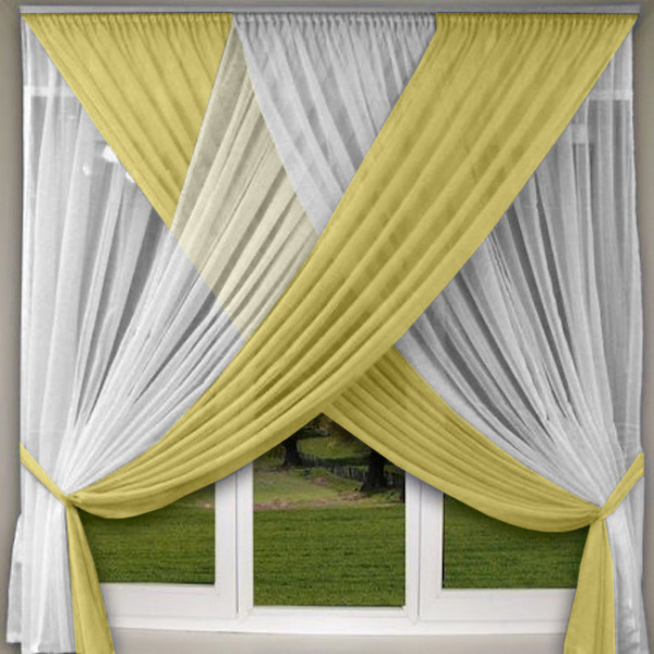 Занавески кухонные Моника. Цвет желтый. Арт -11004