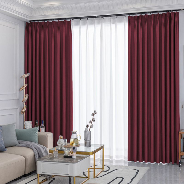 Шторы блэкаут бордовый с тюлем - 8