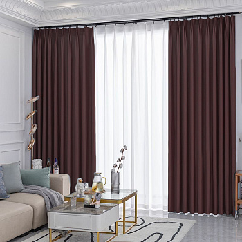 Шторы блэкаут с тюлем коричневый - 3