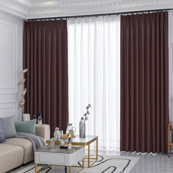 Шторы блэкаут с тюлем коричневый - 3