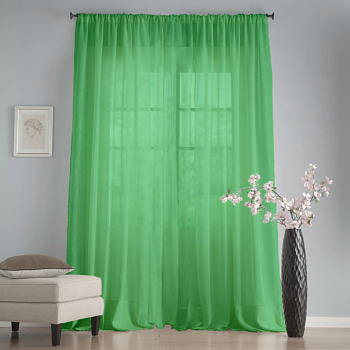 Готовый тюль цвет Зеленый, матовый.