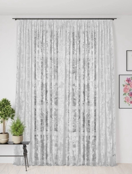 Тюль с рисунком Мрамор на шторной ленте арт - 1
