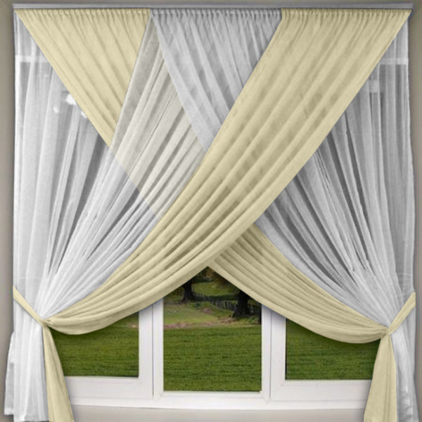 Занавески кухонные Моника. Цвет шампань. Арт -11002