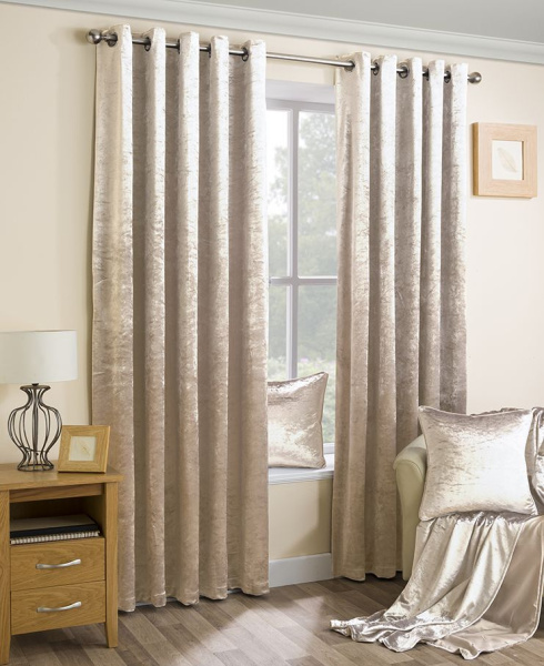 Бархатные шторы на люверсах цвет бежевый арт - 6