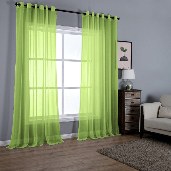 Тюль на люверсах для кухни и гостиной. Цвет салатовый.