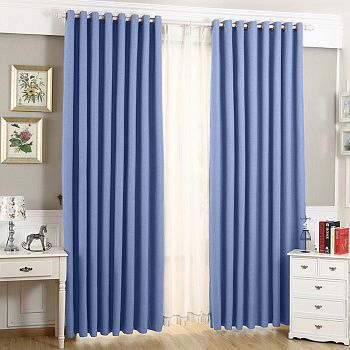 Шторы блэкаут на люверсах цвет голубой арт - 15