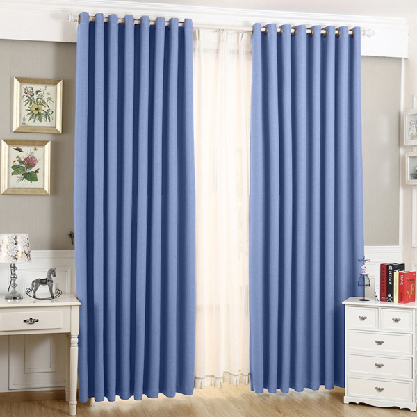 Шторы блэкаут на люверсах цвет голубой арт - 15