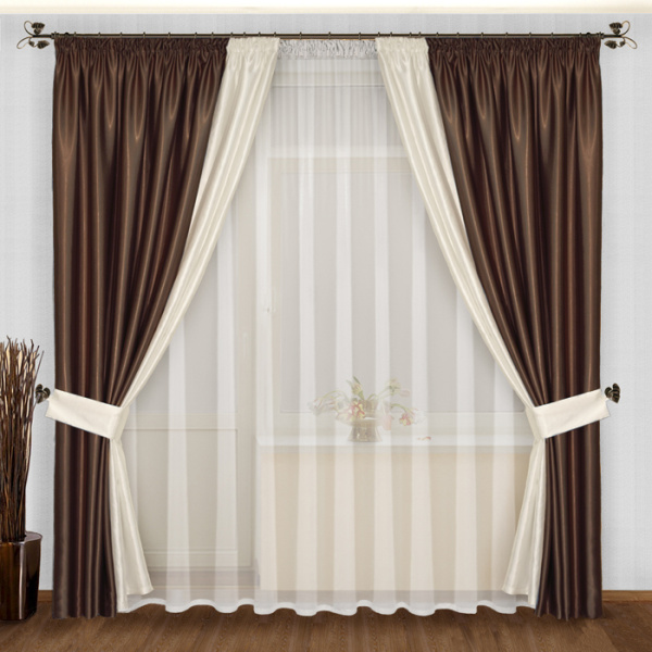 Двухцветные комбинированные шторы блэкаут арт - 7