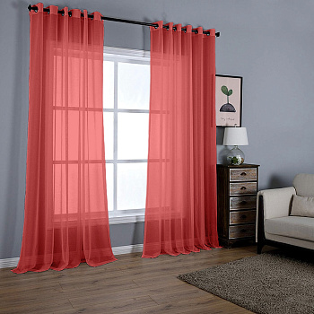 Тюль на люверсах для кухни и гостиной. Цвет бордовый.