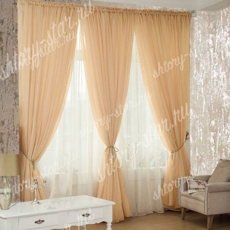 Тюль для гостиной и спальни Анет с задним белым тюлем в подарок - 15