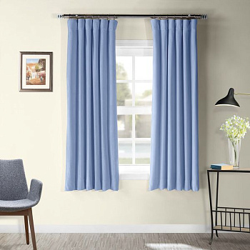 Короткие шторы блэкаут голубой ППР до подоконника арт - 15