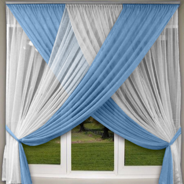 Занавески кухонные Моника. Цвет голубой. Арт -11009